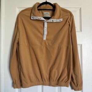 Women’s Urban Outfitters Tan Quarter Snap Button Fleece Pullover Size Small